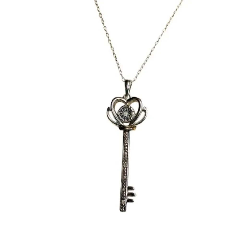Bridge Diamond  Key Pendant Necklace, 18”